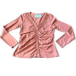 Vintage Aventure Coral Ruched Long Sleeve Top- Size L